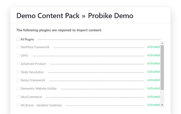 Install any starter website with <em>one-click</em> importer